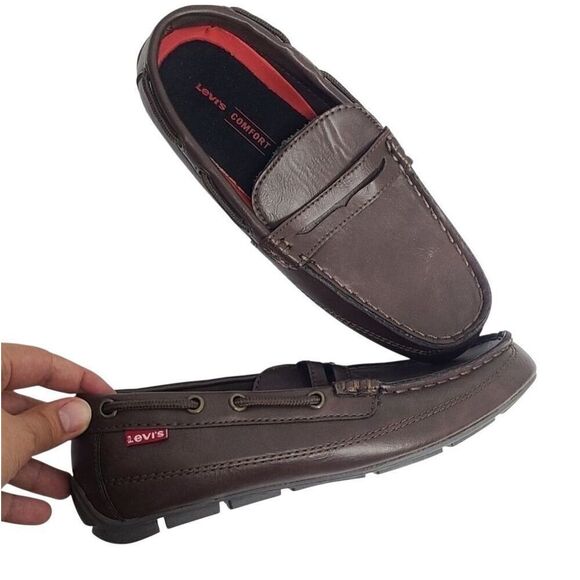 Levi's Mens Classic Driver Shoes Size 7.5 Brown Slip On Loafers - Picture 3 of 7